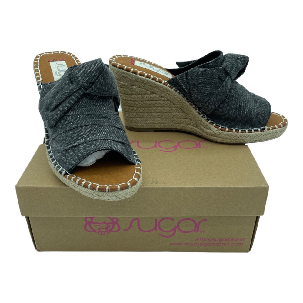Sugar Womens Hundreds Espadrilles Sandals Beige Open Toe Knot Slip‎ On 8.5 M New